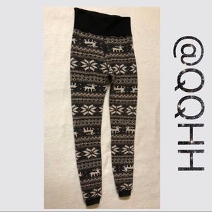 High waist fleece slim pants